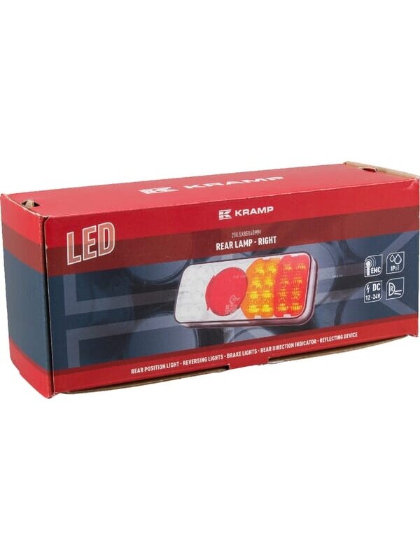 Daugiafunkcinis galinis LED žibintas, stačiakampis, 12-24 V, 200,5x85x40 mm, Kramp 3 Daugiafunkcinis galinis LED žibintas, stačiakampis, 12-24 V, 200,5x85x40 mm, Kramp 3