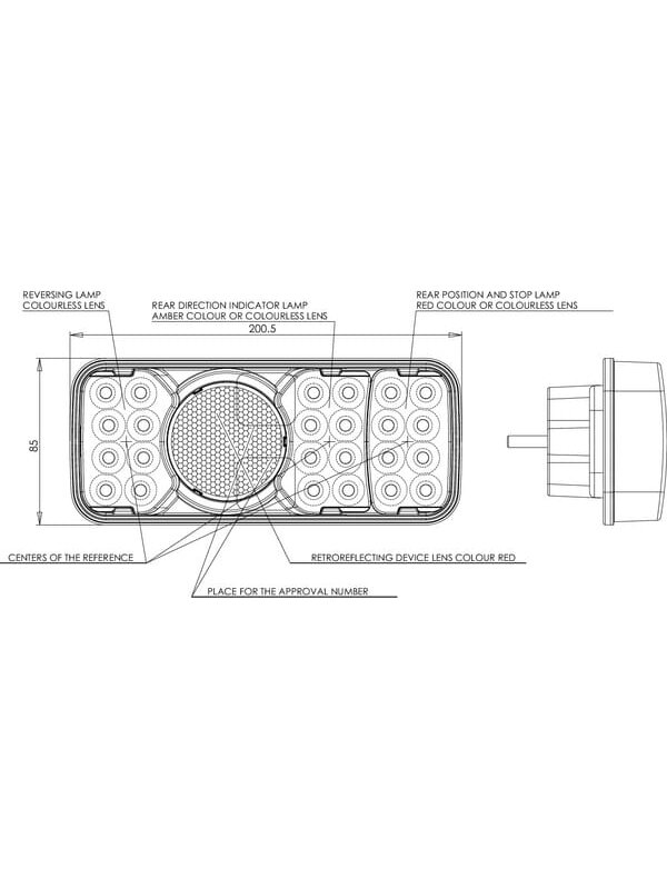 Daugiafunkcinis galinis LED žibintas, stačiakampis, 12-24 V, 200,5x85x40 mm, Kramp 8 Daugiafunkcinis galinis LED žibintas, stačiakampis, 12-24 V, 200,5x85x40 mm, Kramp 8