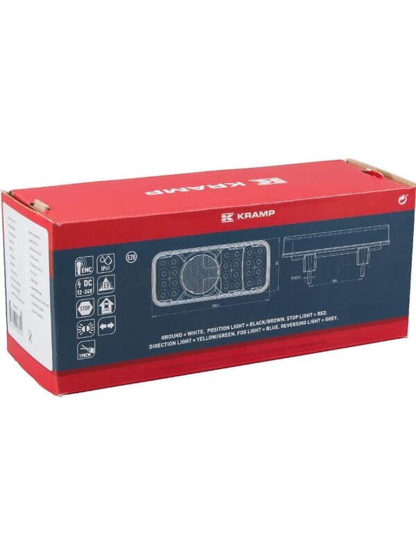 Daugiafunkcinis galinis LED žibintas, stačiakampis, 12-24 V, 200,5x85x40 mm, Kramp 4 Daugiafunkcinis galinis LED žibintas, stačiakampis, 12-24 V, 200,5x85x40 mm, Kramp 4