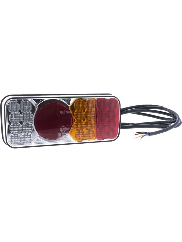 Daugiafunkcinis galinis LED žibintas, stačiakampis, 12-24 V, 200,5x85x40 mm, Kramp