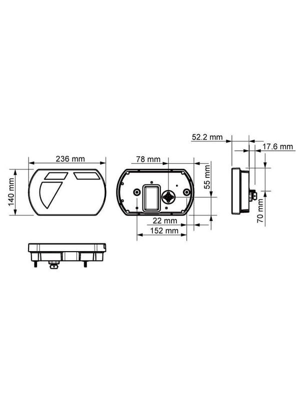 Daugiafunkcinis galinis LH žibintas LED, SMART, 12 V, 236x140x24,3 mm, 5 kontaktų bajonetas, Kramp 3 Daugiafunkcinis galinis LH žibintas LED, SMART, 12 V, 236x140x24,3 mm, 5 kontaktų bajonetas, Kramp 3