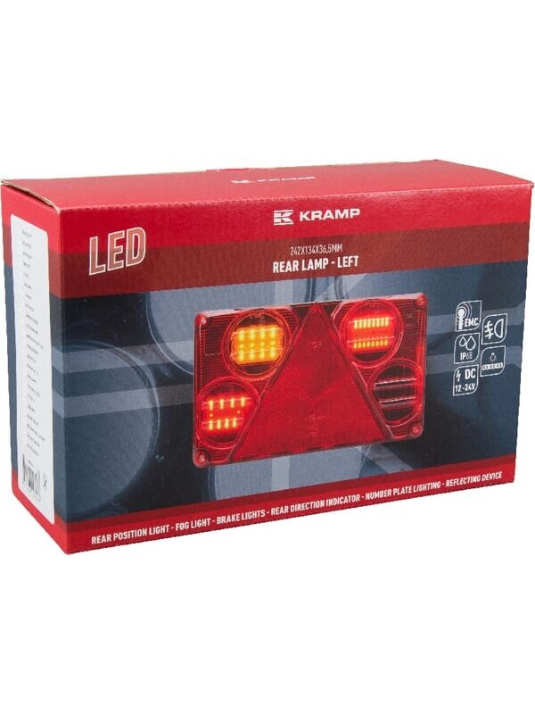 Daugiafunkcinis galinis LH žibintas LED, stačiakampis, 12-24 V, 232x142x59 mm, Kramp 3
