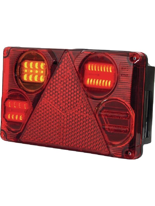 Daugiafunkcinis galinis LH žibintas LED, stačiakampis, 12-24 V, 232x142x59 mm, Kramp