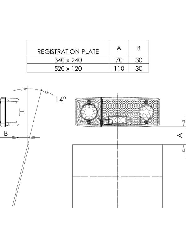 Daugiafunkcinis galinis LH žibintas LED, stačiakampis, 12-24 V, 287,5x100,5x65 mm, Kramp 10 Daugiafunkcinis galinis LH žibintas LED, stačiakampis, 12-24 V, 287,5x100,5x65 mm, Kramp 10