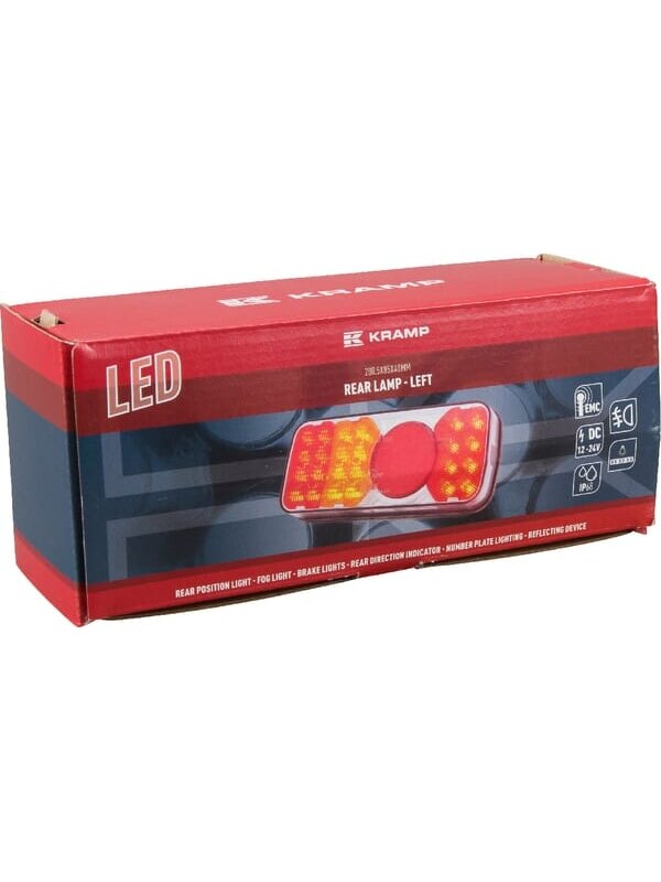 Daugiafunkcinis galinis LH žibintas LED, stačiakampis, 12-24V, 200.5x85x40mm, Kramp 4 Daugiafunkcinis galinis LH žibintas LED, stačiakampis, 12-24V, 200.5x85x40mm, Kramp 4