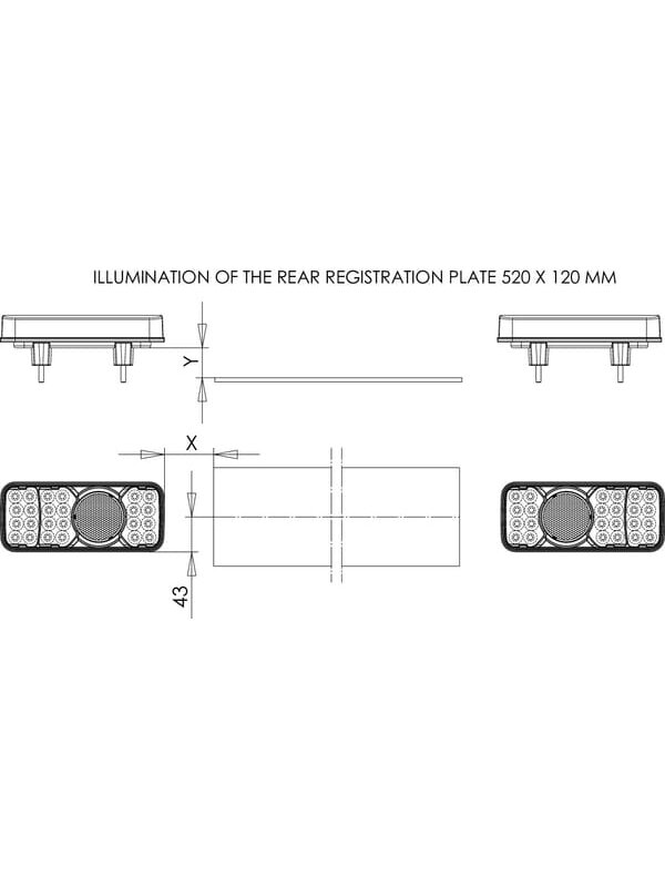 Daugiafunkcinis galinis LH žibintas LED, stačiakampis, 12-24V, 200.5x85x40mm, Kramp 5 Daugiafunkcinis galinis LH žibintas LED, stačiakampis, 12-24V, 200.5x85x40mm, Kramp 5
