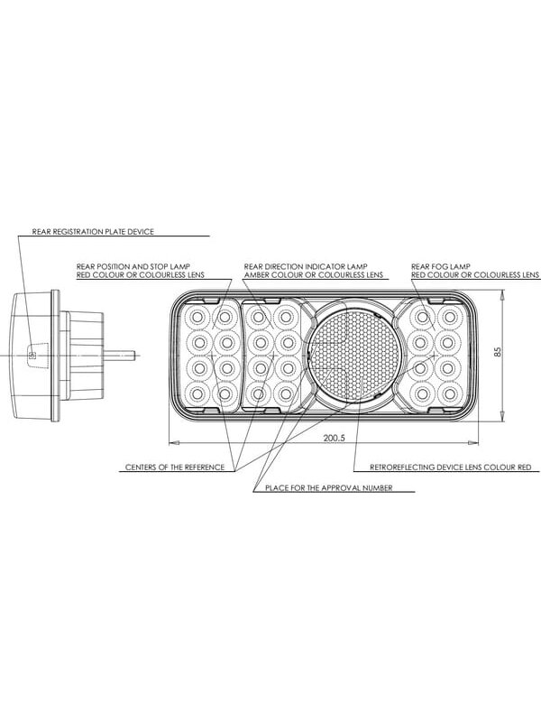 Daugiafunkcinis galinis LH žibintas LED, stačiakampis, 12-24V, 200.5x85x40mm, Kramp 9 Daugiafunkcinis galinis LH žibintas LED, stačiakampis, 12-24V, 200.5x85x40mm, Kramp 9