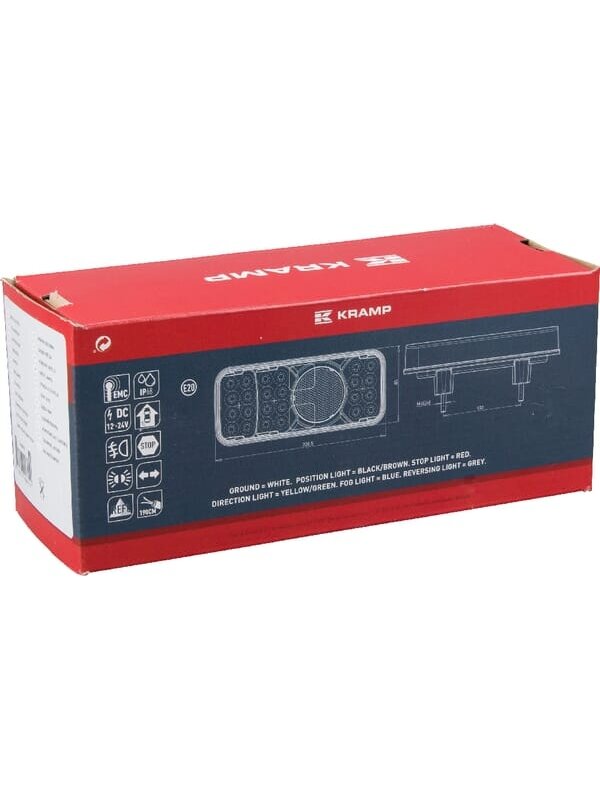 Daugiafunkcinis galinis LH žibintas LED, stačiakampis, 12-24V, 200.5x85x40mm, Kramp 2 Daugiafunkcinis galinis LH žibintas LED, stačiakampis, 12-24V, 200.5x85x40mm, Kramp 2