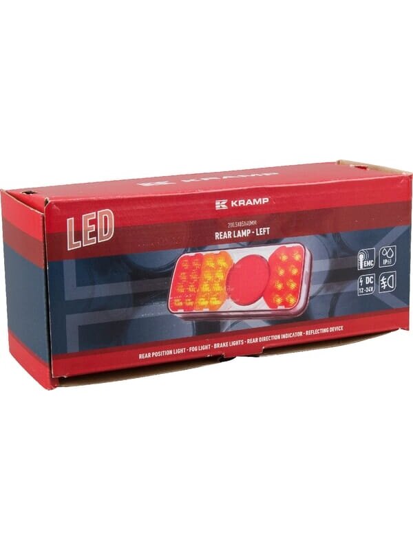 Daugiafunkcinis galinis LH žibintas LED, stačiakampis, 12-24V, 200.5x85x40mm, Kramp 4 Daugiafunkcinis galinis LH žibintas LED, stačiakampis, 12-24V, 200.5x85x40mm, Kramp 4