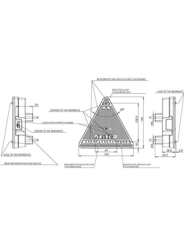 Daugiafunkcinis galinis LH žibintas LED, trikampis, 12-24 V, 163x144x38,8 mm, Kramp 8 Daugiafunkcinis galinis LH žibintas LED, trikampis, 12-24 V, 163x144x38,8 mm, Kramp 8