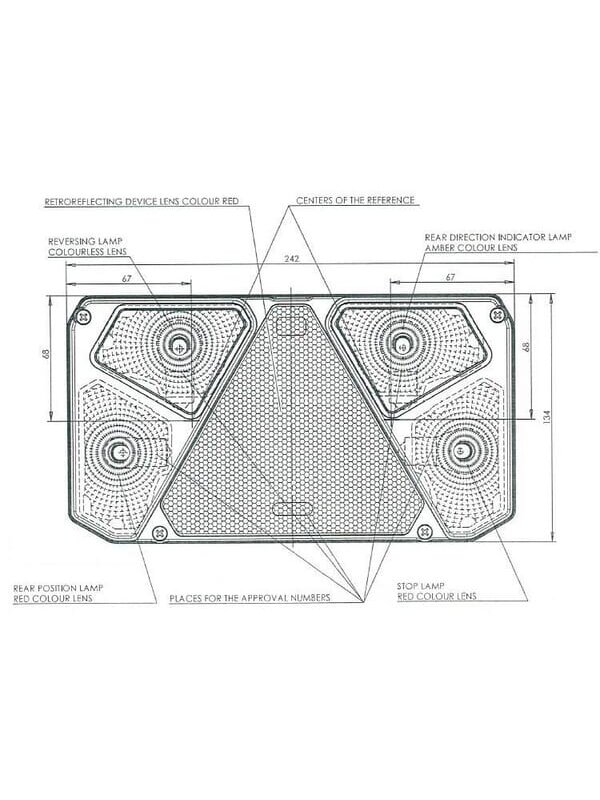 Daugiafunkcinis galinis RH žibintas Halogeninis, stačiakampis, 12/24V, 242x134x58mm, 5 kontaktų, Kramp 9 Daugiafunkcinis galinis RH žibintas Halogeninis, stačiakampis, 12/24V, 242x134x58mm, 5 kontaktų, Kramp 9