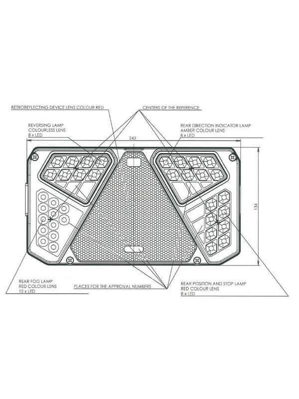 Daugiafunkcinis galinis RH žibintas LED, stačiakampis, 12-24 V, 242x134x36,5 mm, Kramp 10 Daugiafunkcinis galinis RH žibintas LED, stačiakampis, 12-24 V, 242x134x36,5 mm, Kramp 10