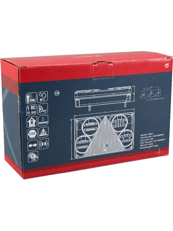 Daugiafunkcinis galinis RH žibintas LED, stačiakampis, 12-24V, 232x142x59mm, 5 kontaktų, Kramp 5 Daugiafunkcinis galinis RH žibintas LED, stačiakampis, 12-24V, 232x142x59mm, 5 kontaktų, Kramp 5