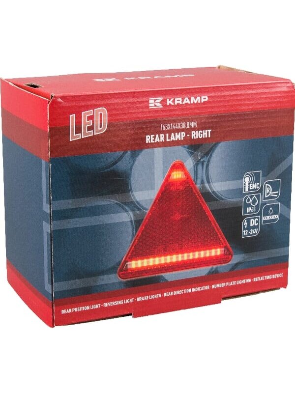 Daugiafunkcinis galinis RH žibintas LED, trikampis, 12-24 V, 163x144x38,8 mm, Kramp 5