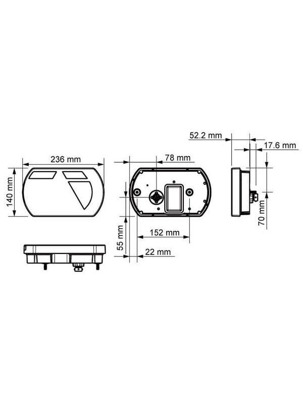 Daugiafunkcinis galinis žibintas LED, SMART, 12V, 236x140x24,3 mm, 5 kontaktų bajonetas, Kramp 3 Daugiafunkcinis galinis žibintas LED, SMART, 12V, 236x140x24,3 mm, 5 kontaktų bajonetas, Kramp 3