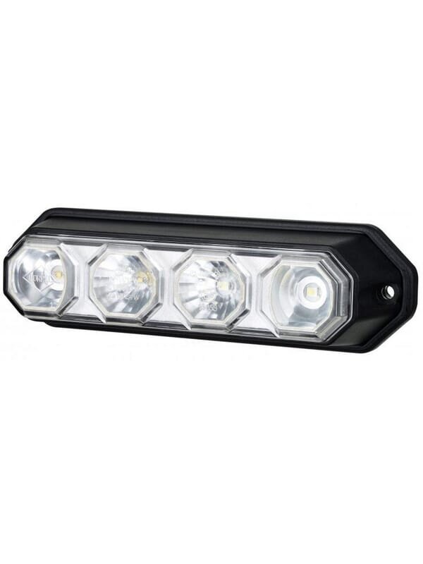 Daugiafunkcinis priekinis LED žibintas, stačiakampis, 12-24 V, baltos spalvos, 147x37x42 mm, 4 LED, Kramp 3 Daugiafunkcinis priekinis LED žibintas, stačiakampis, 12-24 V, baltos spalvos, 147x37x42 mm, 4 LED, Kramp 3