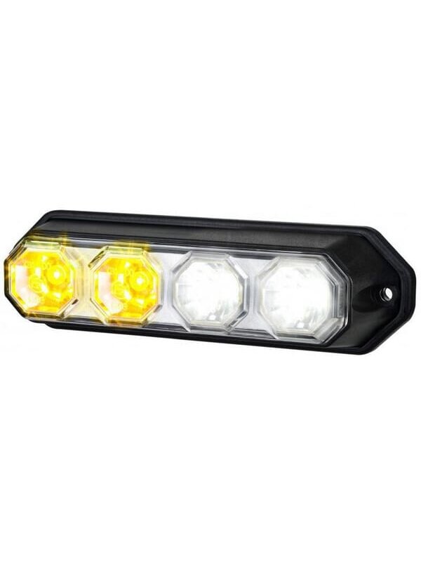 Daugiafunkcinis priekinis LED žibintas, stačiakampis, 12-24 V, baltos spalvos, 147x37x42 mm, 4 LED, Kramp