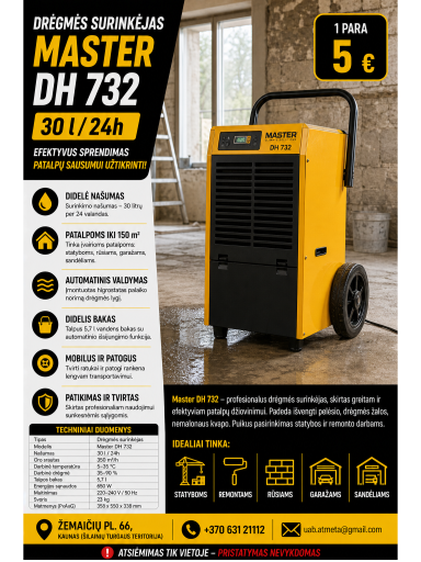 Drėgmės surinkėjas Master DH 732 30l/24h Drėgmės surinkėjas Master DH 732 30l/24h