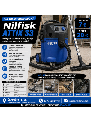 DULKIU SIURBLYS NILFIKS ATTIX 33