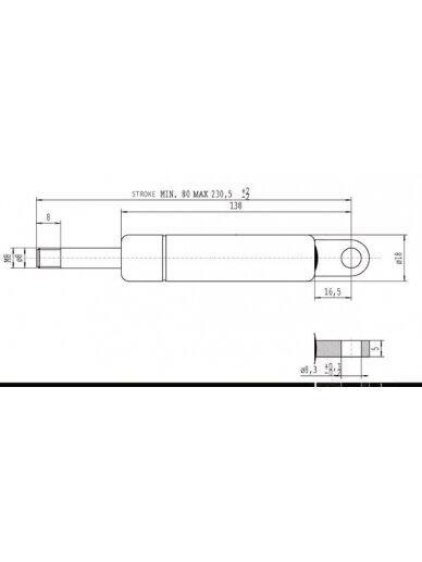 Dujinė atrama L230.5mm 200N Stabilus 2 Dujinė atrama L230.5mm 200N Stabilus 2