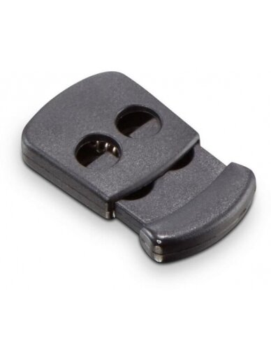 Dvigubas kamštis virvėms Ø 3-5 mm, plastikinis, juodas Dvigubas kamštis virvėms Ø 3-5 mm, plastikinis, juodas