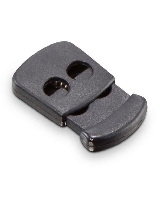 Dvigubas kamštis virvėms Ø 3-5 mm, plastikinis, juodas