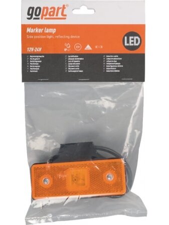 Gabaritinis žibintas LED, 0,4/0,7 W, stačiakampė, 12/24 V, oranžinė, 112x45x17 mm, 3 LED, gopart 1 Gabaritinis žibintas LED, 0,4/0,7 W, stačiakampė, 12/24 V, oranžinė, 112x45x17 mm, 3 LED, gopart 1