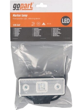 Gabaritinis žibintas LED, 0,4/0,7 W, stačiakampė, 12/24 V, balta, 112x45x17 mm, 1 LED, gopart 1 Gabaritinis žibintas LED, 0,4/0,7 W, stačiakampė, 12/24 V, balta, 112x45x17 mm, 1 LED, gopart 1