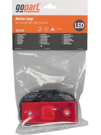 Gabaritinis žibintas LED, 0,4/0,7 W, stačiakampė, 12/24 V, raudona, 112x45x17 mm, 3 LED, gopart 1