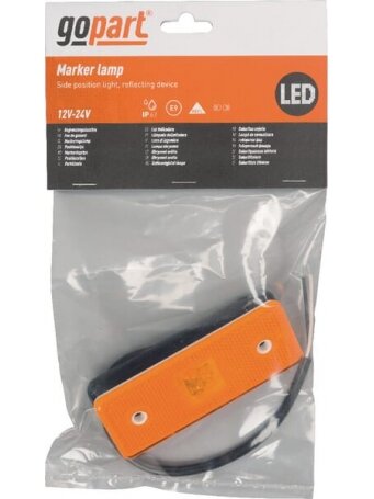 Gabaritinis žibintas LED, 0,4/0,7 W, stačiakampė, 12/24 V, oranžinė, 112x45x11 mm, 3 LED, gopart 1 Gabaritinis žibintas LED, 0,4/0,7 W, stačiakampė, 12/24 V, oranžinė, 112x45x11 mm, 3 LED, gopart 1