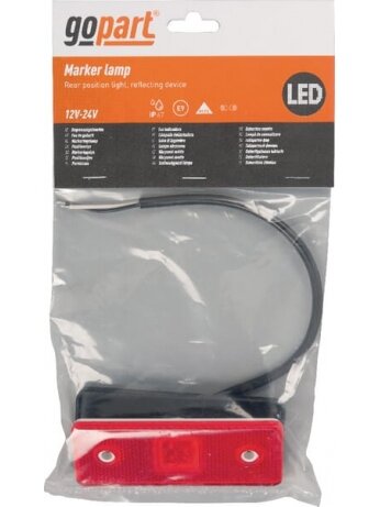 Gabaritinis žibintas LED, 0,4/0,7 W, stačiakampė, 12/24 V, raudona, 112x45x11 mm, 3 LED, gopart 1