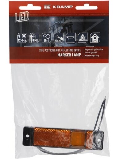 Gabaritinis žibintas LED, stačiakampė, 12-24 V, 130x32x20,5 mm, Kramp 4 Gabaritinis žibintas LED, stačiakampė, 12-24 V, 130x32x20,5 mm, Kramp 4