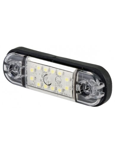 Gabaritinė lemputė LED, stačiakampė, 12/24V, balta, tvirtinama varžtais, 84x24mm, 12 LED, Gabaritinė lemputė LED, stačiakampė, 12/24V, balta, tvirtinama varžtais, 84x24mm, 12 LED,