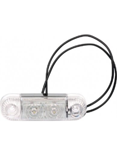 Gabaritinė lemputė LED, stačiakampė, 12/24V, balta, tvirtinama varžtais, 84x24x25mm, 1 Gabaritinė lemputė LED, stačiakampė, 12/24V, balta, tvirtinama varžtais, 84x24x25mm, 1