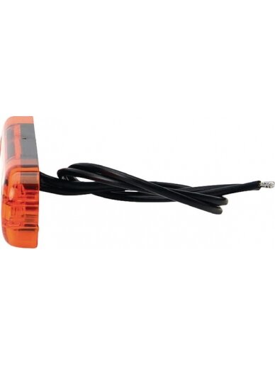 Gabaritinė lemputė LED, stačiakampė, 12/24V, oranžinė, tvirtinama varžtais, 84x24mm, 3 LED's, 2 Gabaritinė lemputė LED, stačiakampė, 12/24V, oranžinė, tvirtinama varžtais, 84x24mm, 3 LED's, 2