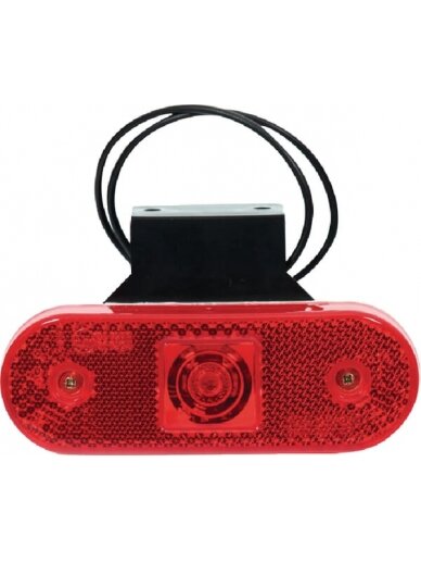 Gabaritinė lemputė LED, stačiakampė, 12/24V, raudona, tvirtinama varžtais, 113x63mm,