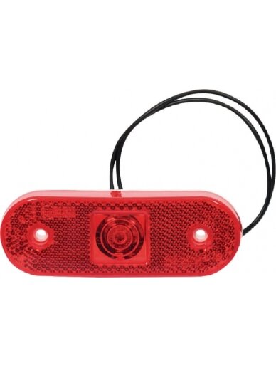 Gabaritinė lemputė LED, stačiakampė, 12/24V, raudona, tvirtinama varžtais, 113x63mm,