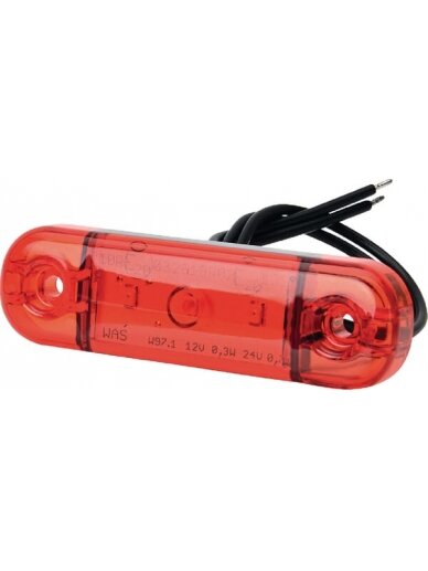 Gabaritinė lemputė LED, stačiakampė, 12/24V, raudona, tvirtinama varžtais, 84x24mm, 3 LED's, 1 Gabaritinė lemputė LED, stačiakampė, 12/24V, raudona, tvirtinama varžtais, 84x24mm, 3 LED's, 1