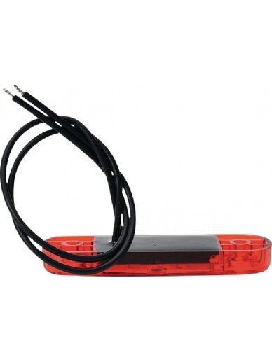 Gabaritinė lemputė LED, stačiakampė, 12/24V, raudona, tvirtinama varžtais, 84x24mm, 3 LED's, 4