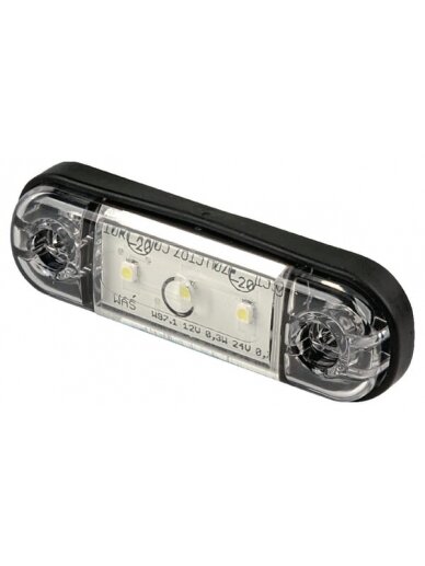 Gabaritinė lemputė LED, stačiakampė, 12/24V, skaidri, tvirtinama varžtais, 84x24mm, 3 LED, Gabaritinė lemputė LED, stačiakampė, 12/24V, skaidri, tvirtinama varžtais, 84x24mm, 3 LED,