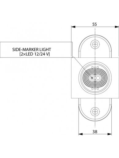 Gabaritinis LED žibintas, 0,7/1,4 W, 12/24 V, balta/oranžinė/raudona, 100x55x64 mm, 3 LED, Kramp 2 Gabaritinis LED žibintas, 0,7/1,4 W, 12/24 V, balta/oranžinė/raudona, 100x55x64 mm, 3 LED, Kramp 2