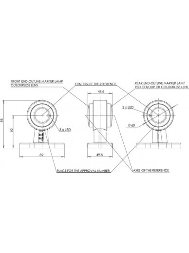 Gabaritinis LED žibintas, 12-24 V, 95x89x49,5 mm, Kramp 5 Gabaritinis LED žibintas, 12-24 V, 95x89x49,5 mm, Kramp 5