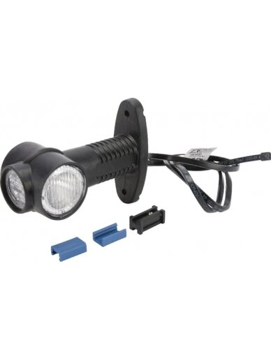 Gabaritinis LED žibintas, apvali, 12 V, raudona/balta/oranžinė, su nuolatinės srovės kištuku, Aspöck