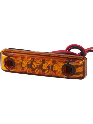 Gabaritinis LED žibintas, stačiakampio formos, 24 V, gintariniai, tvirtinami varžtais, 65x11x16 mm, 4 šviesos diodai, "Hella ValueFit Gabaritinis LED žibintas, stačiakampio formos, 24 V, gintariniai, tvirtinami varžtais, 65x11x16 mm, 4 šviesos diodai, "Hella ValueFit