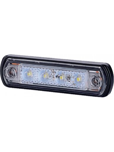 Gabaritinis žibintas LED, 0,5/1W, stačiakampė, 12/24V, balta, 82x31x15mm, 4 LED, gopart