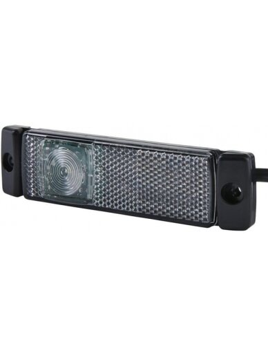 Gabaritinis žibintas LED, 1,20 W, stačiakampė, 24 V, balta, tvirtinama varžtais, 130x32 mm, greitasis ryšys, 1 LED, "Hella Gabaritinis žibintas LED, 1,20 W, stačiakampė, 24 V, balta, tvirtinama varžtais, 130x32 mm, greitasis ryšys, 1 LED, "Hella