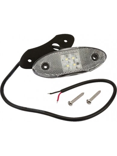 Gabaritinis žibintas LED, ovali, 12/24V, balta, tvirtinama varžtais, "Britax Gabaritinis žibintas LED, ovali, 12/24V, balta, tvirtinama varžtais, "Britax