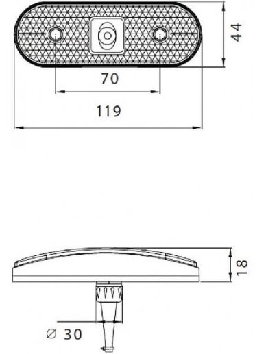 Gabaritinis žibintas LED, ovali, 24 V, balta, tvirtinama varžtais, 119xAspöck 2 Gabaritinis žibintas LED, ovali, 24 V, balta, tvirtinama varžtais, 119xAspöck 2