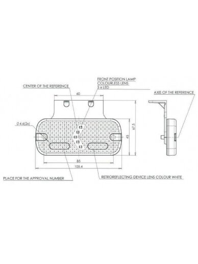 Gabaritinis žibintas LED, stačiakampė, 12-24V, 105,4x45x11,8 mm, Jaeger, Kramp 5