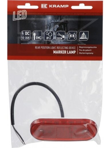 Gabaritinis žibintas LED, stačiakampė, 12-24V, 114x40x25mm, Kramp 5